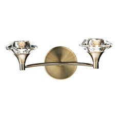 Dar Luther 2 Light Wall Light Antique Brass Crystal