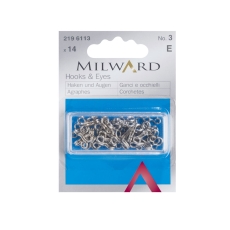 Hooks and Eyes Silver 14 Piece