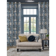 William Morris At Home Pimpernel Eyelet Headed Curtains Lined Indigo Blue