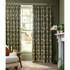 William Morris At Home Strawberry Thief Pencil Pleat Headed Curtains Nettle