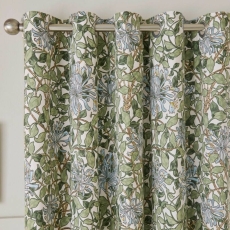 William Morris At Home Honeysuckle Eyelet Headed Curtains Powder Blue