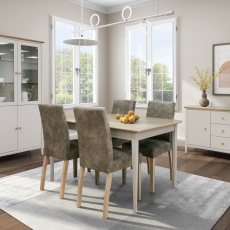 Caloway Extending Dining Table 140-180cm & 4 Dining Chairs Taupe