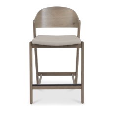 Vigo Bar Stool Grey Bonded Leather Grey Oiled Oak