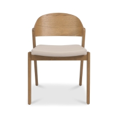 Vigo Dining Chair Ivory Bonded Leather Rustic Oak