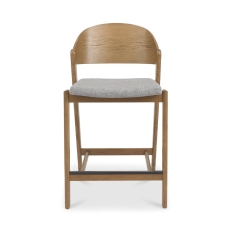 Vigo Bar Stool Grey Fabric Rustic Oak
