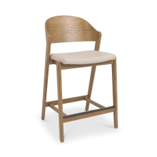 Vigo Bar Stool Ivory Bonded Leather Rustic Oak