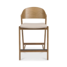Vigo Bar Stool Ivory Bonded Leather Rustic Oak
