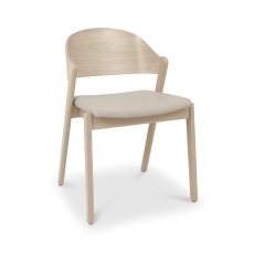 Vigo Dining Chair Ivory Bonded Leather Scandi Oak