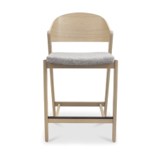 Vigo Bar Stool Grey Fabric Scandi Oak