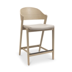 Vigo Bar Stool Ivory Bonded Leather Scandi Oak