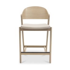 Vigo Bar Stool Ivory Bonded Leather Scandi Oak