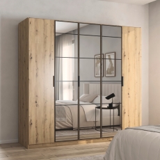Boston 5 Door 3 Mirror Wardrobe Artisan Oak