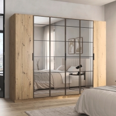 Boston 6 Door 4 Mirror Wardrobe Artisan Oak