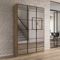 Boston 3 Door 3 Mirror Wardrobe Artisan Oak