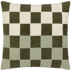 MADE Checkerboard Boucle 50X50 Feather Cushion Green