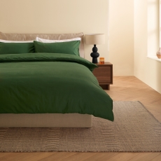 MADE Textured Cotton Duvet Set Dark Green