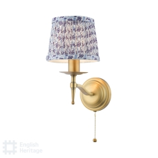 English Heritage Marble Hill Wall Light Aged Brass & St John Street Blue Shade 14cm