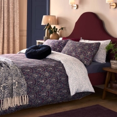 Morris At Home Flower Pot Duvet Set Indigo-Raspberry