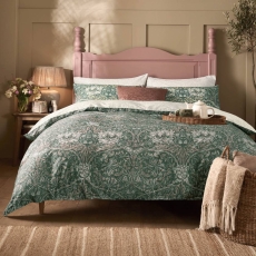 Morris At Home Honeysuckle And Tulip Duvet Set Sage-Plaster
