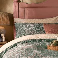 Morris At Home Honeysuckle And Tulip Duvet Set Sage-Plaster