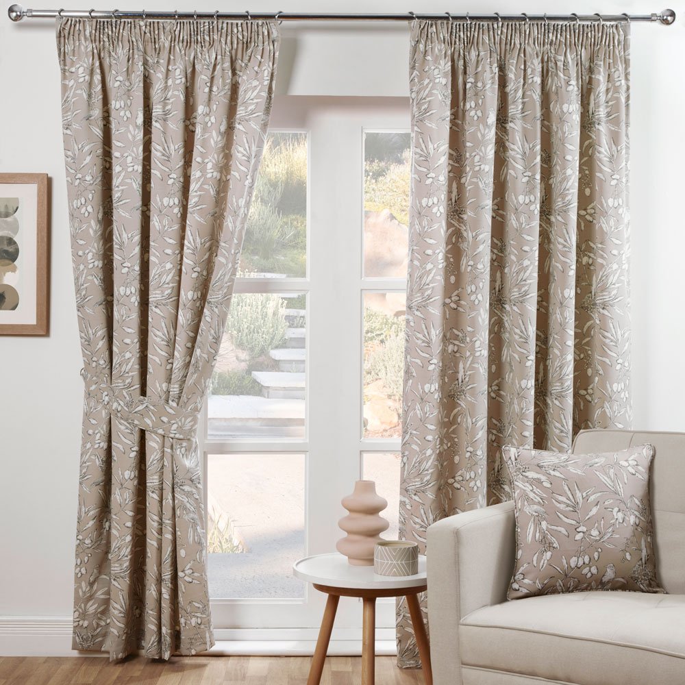 Aviary Pencil Headed Curtains Lined Parchment - Glasswells