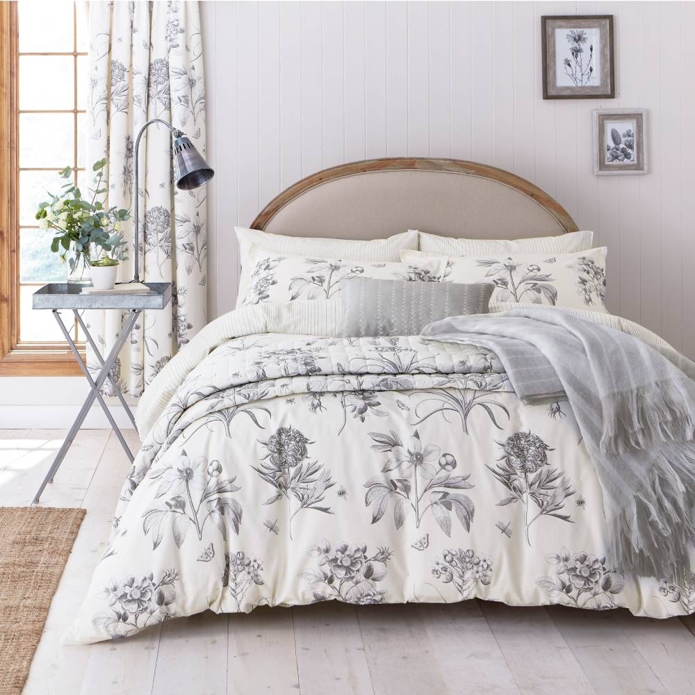 Sanderson Etchings & Roses Duvet Cover Set Ivory Silver - Glasswells