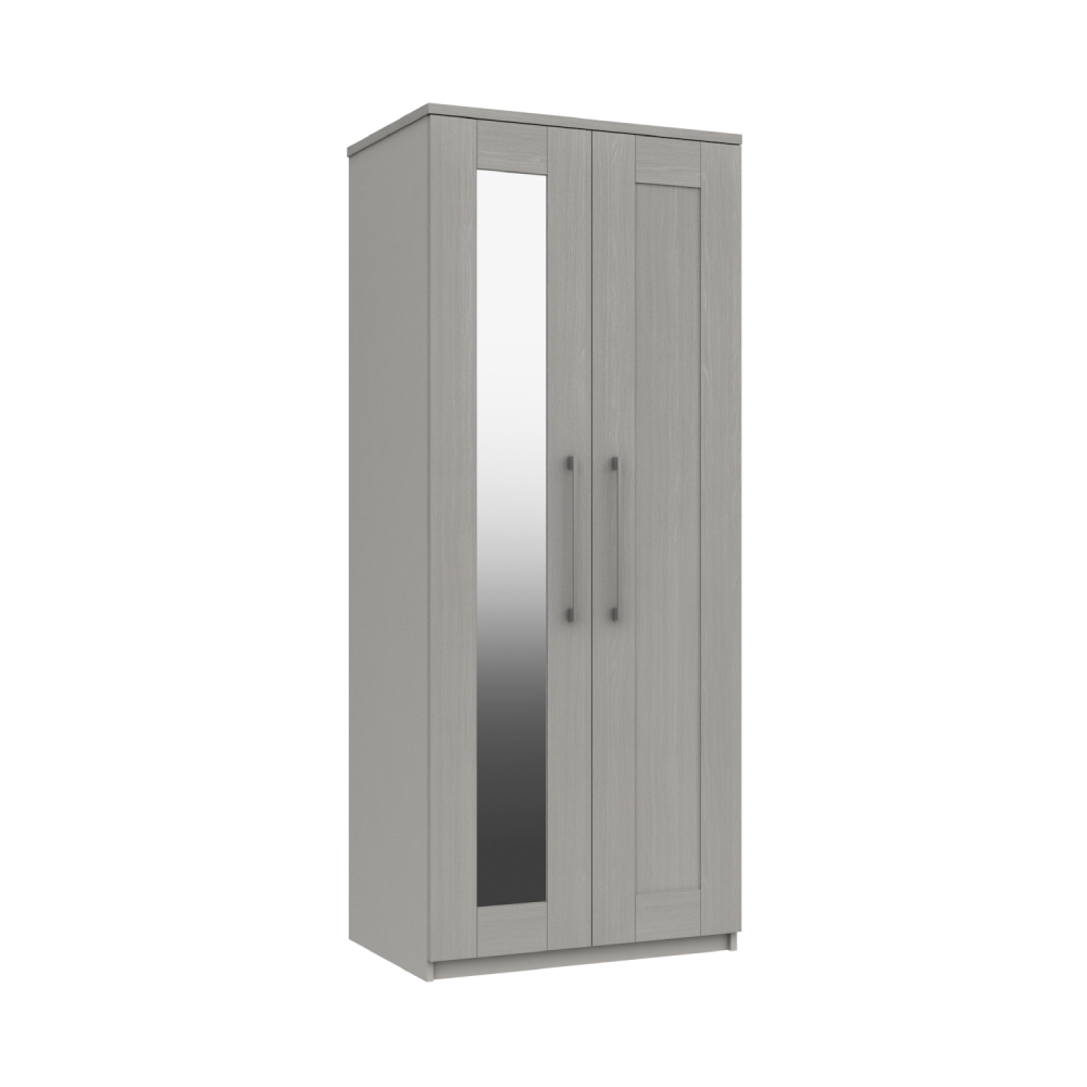 Aspen 2 Door Wardrobe Mirrored Light Grey Glasswells