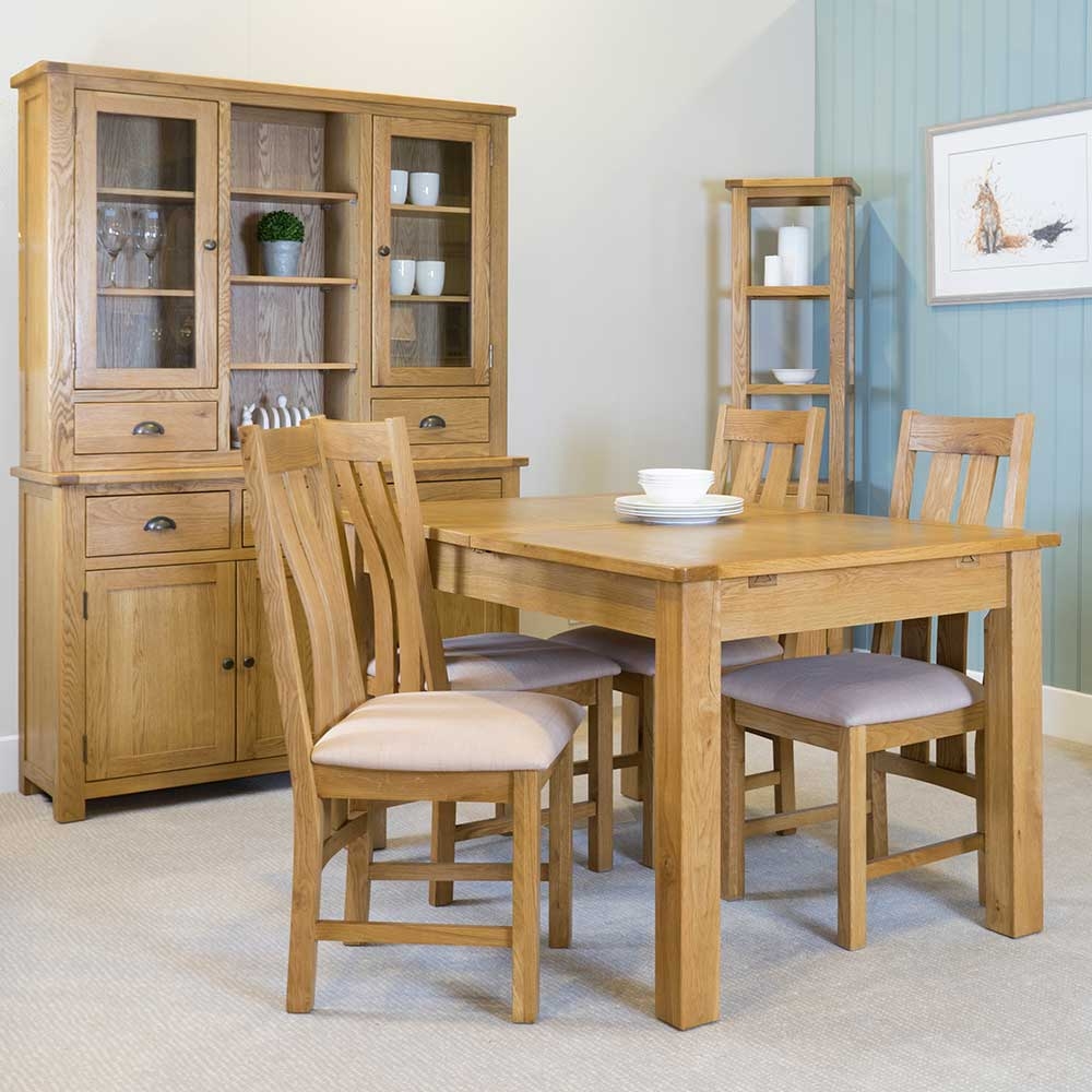 Pemberley Extending Dining Table Oak & 4 Dining Chairs - Glasswells