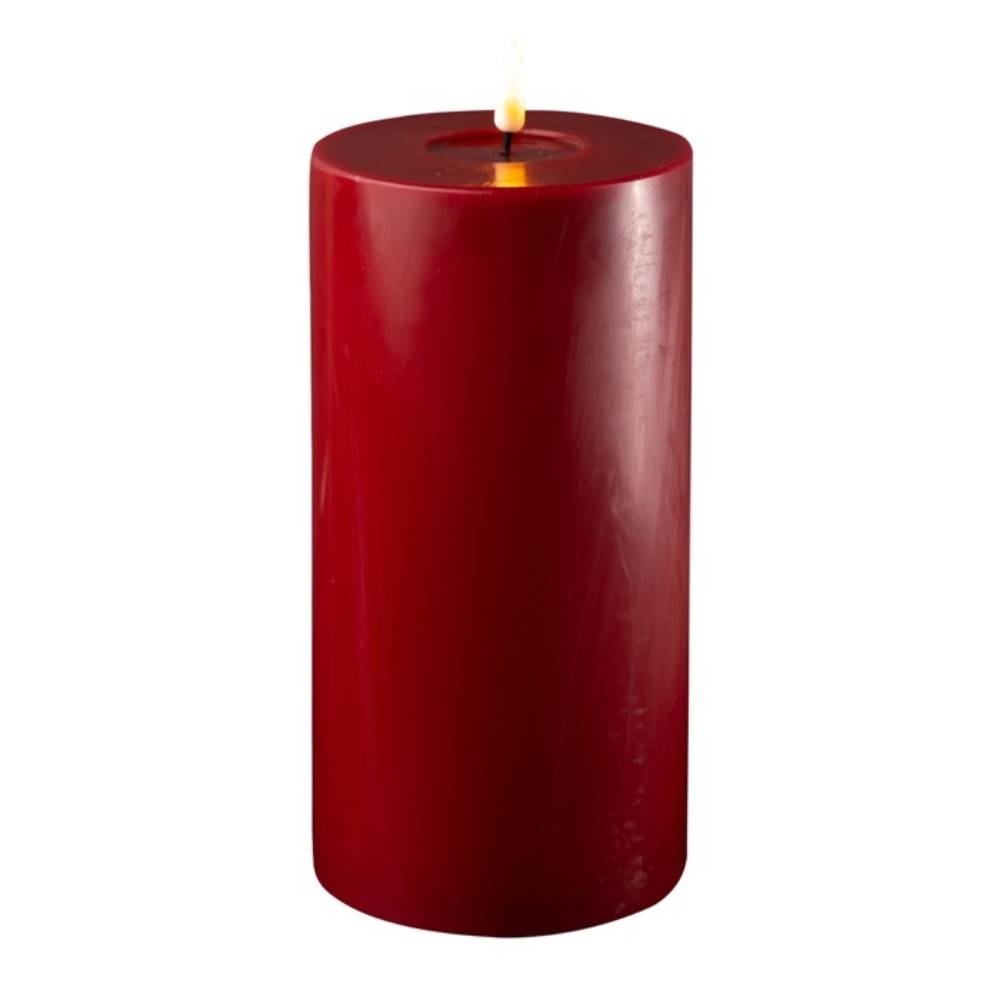 Deluxe Homeart Real Flame Led Candle Bordeaux - 10 x 20cm - Glasswells