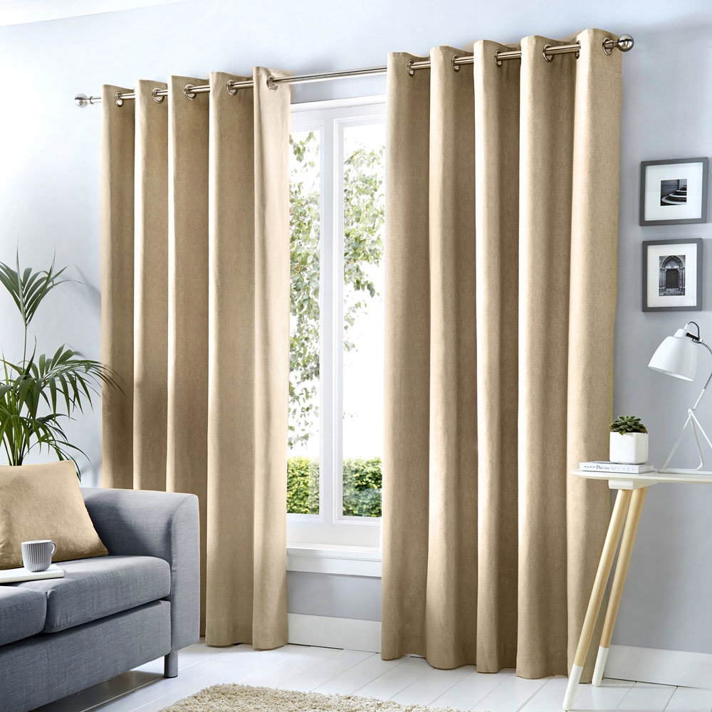 Fusion Sorbonne Eyelet Headed Curtains Lined Natural Glasswells