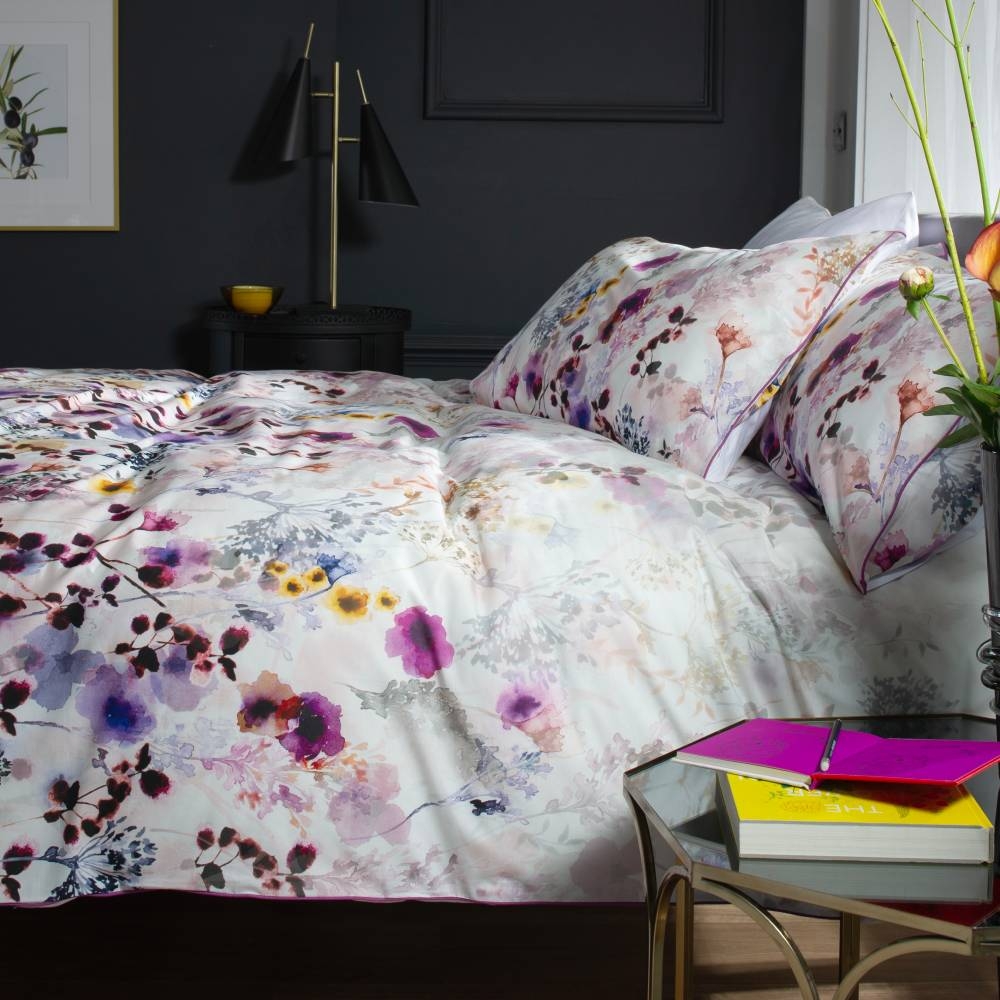 Watercolour Floral Duvet Set Super King Lavender - Glasswells