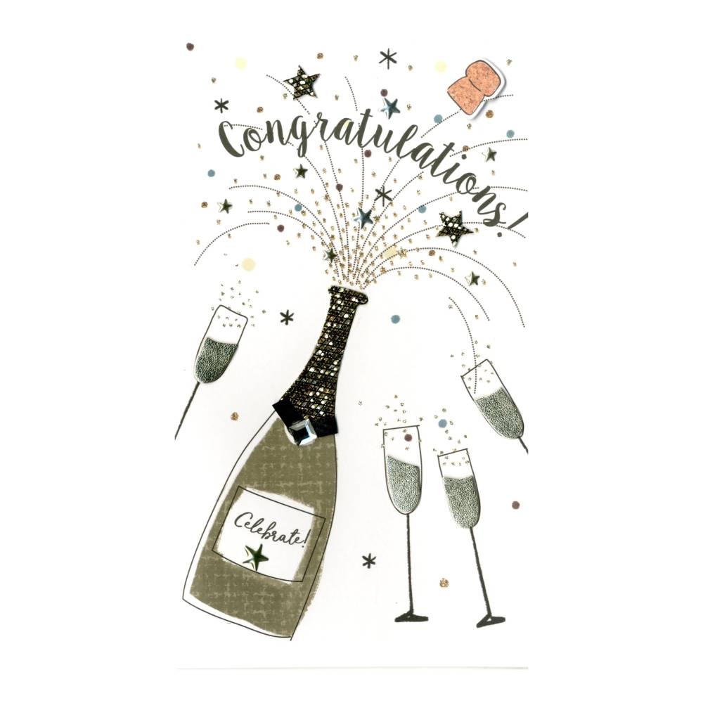 Congratulations - Champagne Popping Card - Glasswells