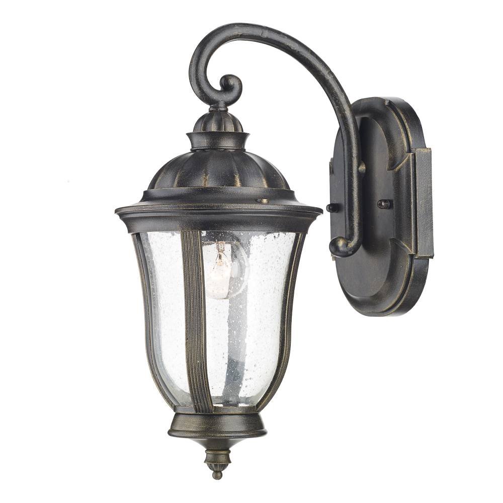 Johnson Outdoor Wall Light Black/Gold Glass IP44 - Glasswells