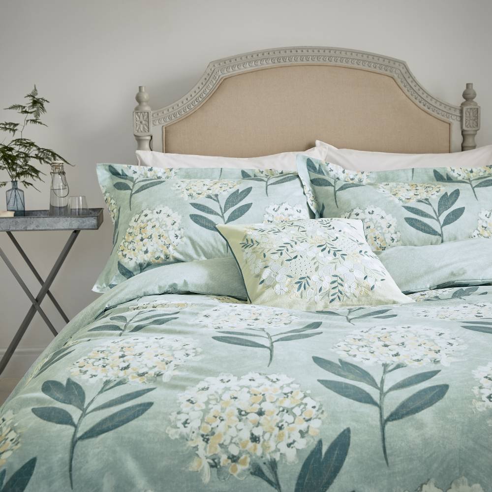 Sanderson Home Hydrangea Single Duvet Cover Set Aqua - Glasswells