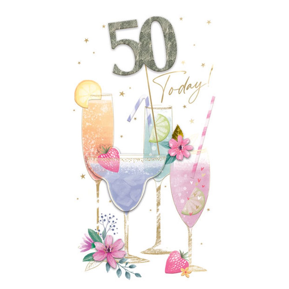 50th Cocktails Birthday Card - Glasswells