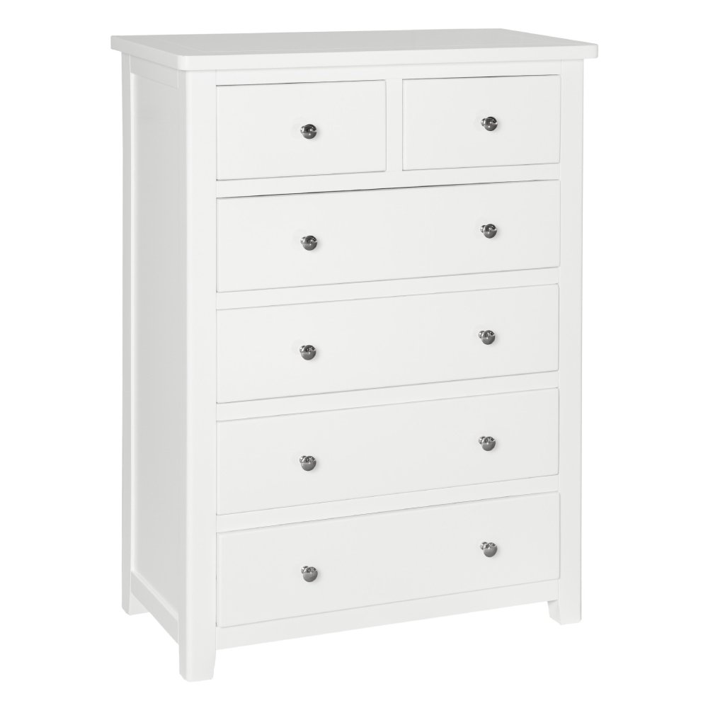 Hamilton 2+4 Drawer Bedside Chest White - Glasswells