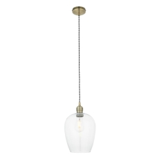 Laxfield Clear Glass & Antique Brass Small Pendant
