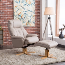 Deben Swivel Chair & Footstool Pebble Plush