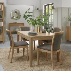 Charlie Extending Dining Table 140-185cm & 4 Upholstered Dining Chairs