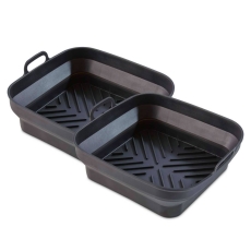 Set Of 2 Silicone Square Foldable Trays