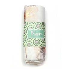 POM Recycled White/Rose Gold Ginkgo Print Scarf