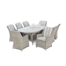 Oakham Grand Oval Dining Set with Ice Bucket, Lazy Susan 8 Chairs