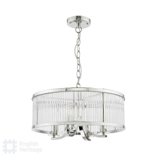 English Heritage Eltham 4 Light Pendant Polished Nickel and Crystal