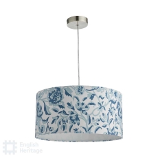 English Heritage Down House Blue Cotton Drum Shade 40cm