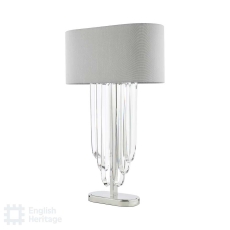 English Heritage Eltham 2 Light Table Lamp Polished Nickel and Crystal With Shade