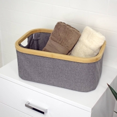 Cotswold Grey & Bamboo Storage Basket