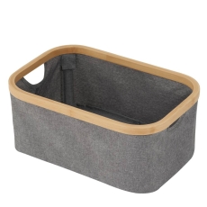 Cotswold Grey & Bamboo Storage Basket