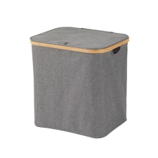 Cotswold Grey & Bamboo Laundry Hamper With Lid