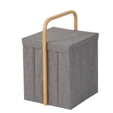 Cotswold Grey & Bamboo Single Laundry Hamper With Handle & Lid