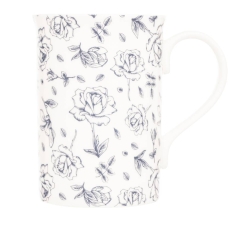 Flared Rim Pattern Mug Floral White Navy